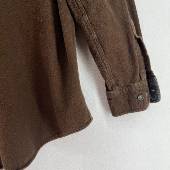 ST JOHNS BAY Shirt Mens LT Tall Chamois Flannel Button Up Cotton Brown VTG - Picture 11 of 16